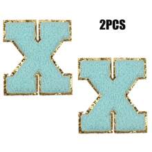 2pcs Ladies Golden Edge 4 Colors English Letters Hot Melt Glue Ironing Wool Embroidery Patches Decorate Bags And Clothes