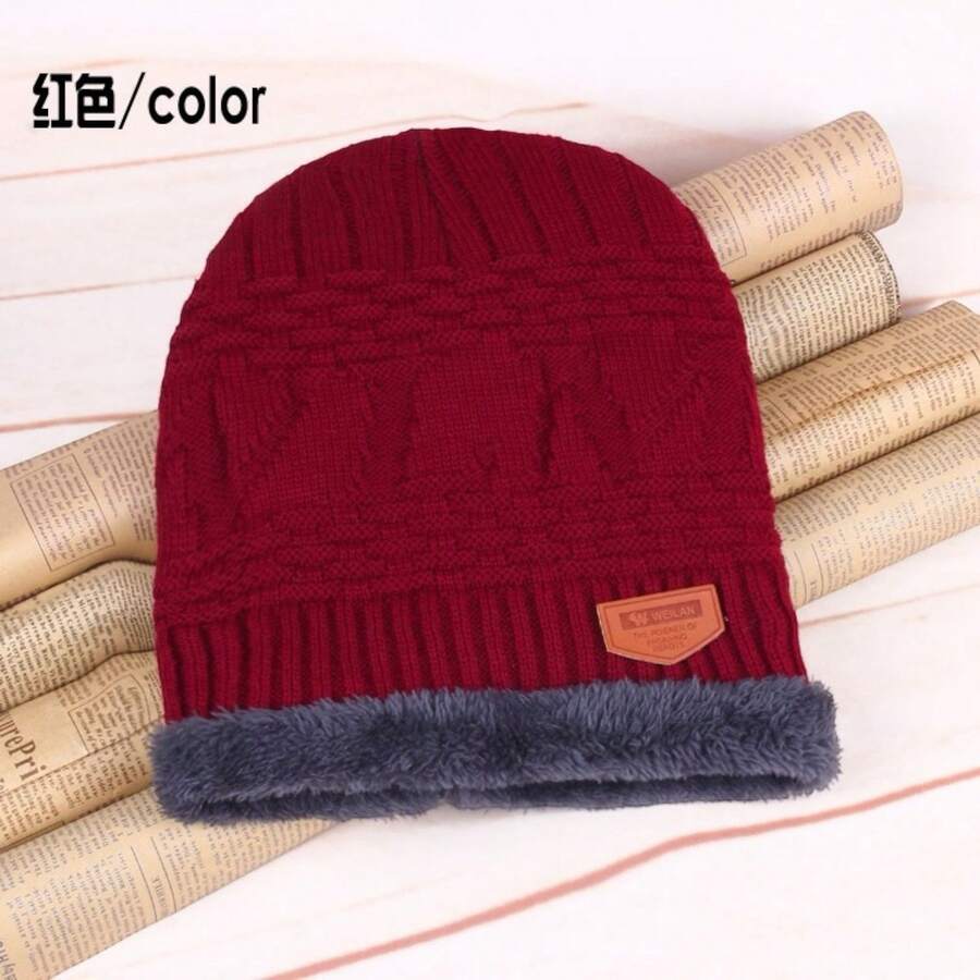 Mũ len nam cho mùa đông để mặc hàng ngày Quà tặng cho bạn bè thông thường - Đỏ - Xem 1