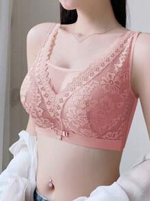 无钢圈聚拢文胸，轻盈部分，调整胸部，显示小尺寸，防下垂，侧聚拢，无痕，内衣 - 紅色 - 查看 1