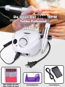 Pulidor Esmeril De Uñas De 35000 Rpm Pulidor Profesional - Taladro eléctrico de uñas, herramientas para pulir uñas, kit de manicura de 110 V/220 V, juego de pedicura y lima de uñas acrílicas Removedor de Uñas, Pedicura, Pedicure, Amortiguador de 6 Pies, Salón de Belleza, Hogar, Principiante,Aparatos para Cuidado Personal Material para el arte de las uñas Rosa, Blanco - Blanco - Ver 2