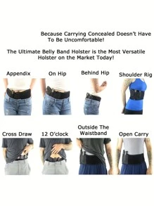 隐蔽携带枪套，氯丁橡胶可调节枪套，终极腹带枪套，带手枪弹匣袋可调节腹带，适合枪支手枪左轮手枪度假旅行礼物侧包挎包皮包流浪汉腰包旅行必需品暑期学校夏季包春假包腰包腰包学校用品腰带健身包 - 黑色 - 查看 9