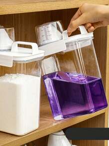 1pc Multi-Functional Laundry Detergent Storage Box For Bathroom, Transparent Acrylic Powder Box For Clothes Washing Beads, Grain Storage For Pet Food
