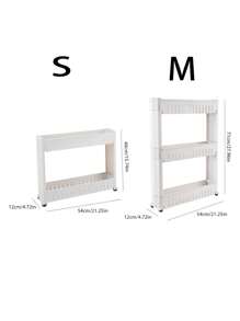 1pc White Narrow Shelving Rack For Kitchen, Bathroom, Refrigerator Storage With Wheels - White - View 12