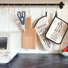 1只加厚微波爐手套和1對墊套，適用於微波爐和烘焙，高溫防燙，廚房焗爐手套。 - 米色 - 查看 5