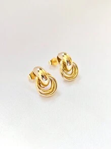 Aretes Pendientes Ondina 18k Oro Laminado Premium - Amarillo Oro - Ver 2