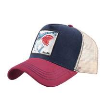 1 pieza Gorra de camionero unisex bordada con un diseño de bloques de color tiburón, perfecta para uso diario, casual y deportes al aire libre - Multicolor - Ver 4