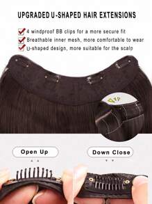 Perücke Für Frauen, 55cm/22inch, Unsichtbares Einzelteil, V-förmiges Langes Glattes Haar Mit Langem Lockenpatch Und Innerem Schnallenverschluss, Simuliert Natürliche Haarverlängerungen