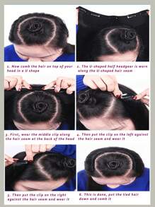 Perücke Für Frauen, 55cm/22inch, Unsichtbares Einzelteil, V-förmiges Langes Glattes Haar Mit Langem Lockenpatch Und Innerem Schnallenverschluss, Simuliert Natürliche Haarverlängerungen