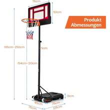 Basketball Stand, Basketball System Height Adjustable 154 To 210 Cm, Portable Basket System, Basketball Hoop With Stand - Black - View 6