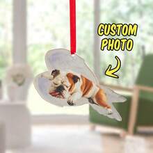 1pc Personalized Dog Sleeping Angel Acrylic Ornament Custom Name/Photo Pet Ornaments In White Wings Hanging Ornaments Decor Christmas Valentine's Day Gift For Girlfriend Boyfriend Pet Lover Couple Memorial Gifts For Dog Cat Birthday Graduation - Colorful - View 2