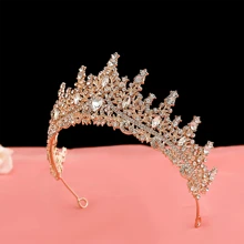 1件装 女孩奢华紫红色半圆形皇冠钻石首饰 婚礼美丽新娘派对女士皇冠皇家头饰 情人节配饰