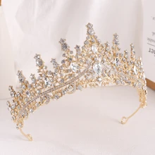 1件装 女孩奢华紫红色半圆形皇冠钻石首饰 婚礼美丽新娘派对女士皇冠皇家头饰 情人节配饰