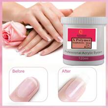 Poudre pour les ongles en acrylique 120ML 4.23 OZ couleur rose, transparente et blanche. Poudre acrylique sans odeur et sans bulles, sans besoin de lampe pour les ongles, pour une extension d'ongles en acrylique durable. (Poids net environ 110g de poudre). Fournitures pour les ongles DIY, breloques pour ongles, fournitures pour les ongles
