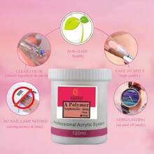 Poudre pour les ongles en acrylique 120ML 4.23 OZ couleur rose, transparente et blanche. Poudre acrylique sans odeur et sans bulles, sans besoin de lampe pour les ongles, pour une extension d'ongles en acrylique durable. (Poids net environ 110g de poudre). Fournitures pour les ongles DIY, breloques pour ongles, fournitures pour les ongles