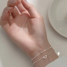 Heart Decor Layered Bracelet Valentines,Mom,Mother,Mother's Day,Gift