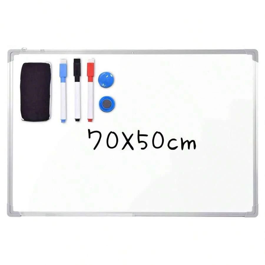 Whiteboard Test Can Be Written On, Magnetic Board With Aluminum Frame And Pen Tray, White, Selectable Sizes (70 X 50 Cm) - White - View 1