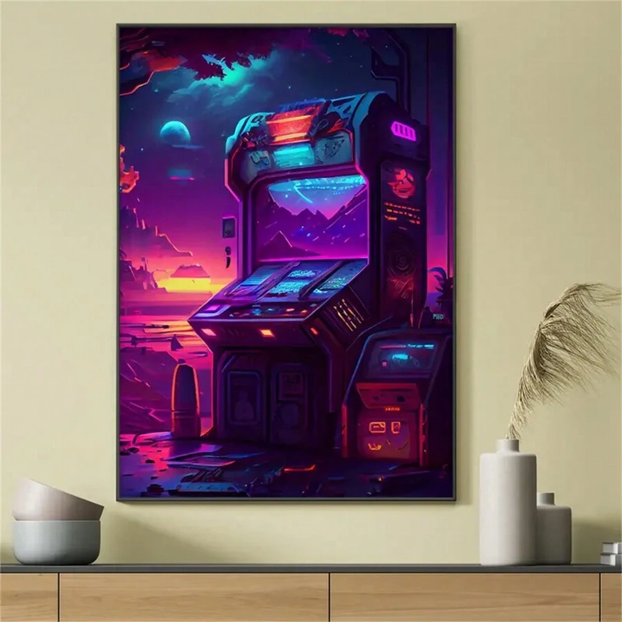 1pc Game Canvas Wall Art For Home Decor, Real Arcade Game Poster Wall ...