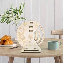 1 Pieza Calendario Perpetuo De Flores Para Mesa, Diseño De Corte Láser Svg - Beis - Ver 3