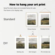 Set Of 3 Neutral Vintage Rural Wall Art Oil Paintings, Sky & Countryside Landscape Canvas Posters, Country Painting, Farmhouse Decor, Ideal Gift For Bedroom, Room Decor, Rural Home Decor, Wall Decor, Spring Decor, Living Room, Without Frame Gifts Birthday Graduation