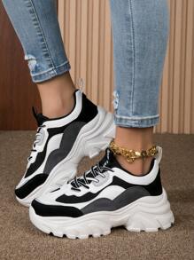 2024 New Spring Fashionable Platform Chunky Sneakers, Casual Lightweight Thick Sole Sneakers