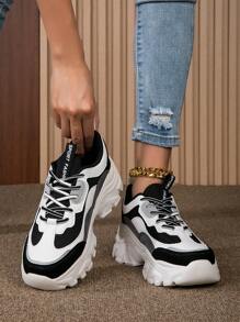 2024 New Spring Fashionable Platform Chunky Sneakers, Casual Lightweight Thick Sole Sneakers