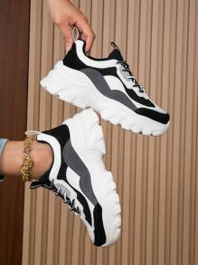2024 New Spring Fashionable Platform Chunky Sneakers, Casual Lightweight Thick Sole Sneakers