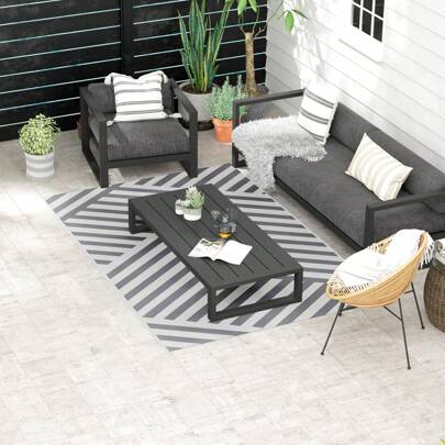 Outsunny Reversible Outdoor Rug With Carry Bag, Waterproof Plastic Straw Mat For Garden, Deck, RV, Picnic, Beach, Camping, 182 X 274cm