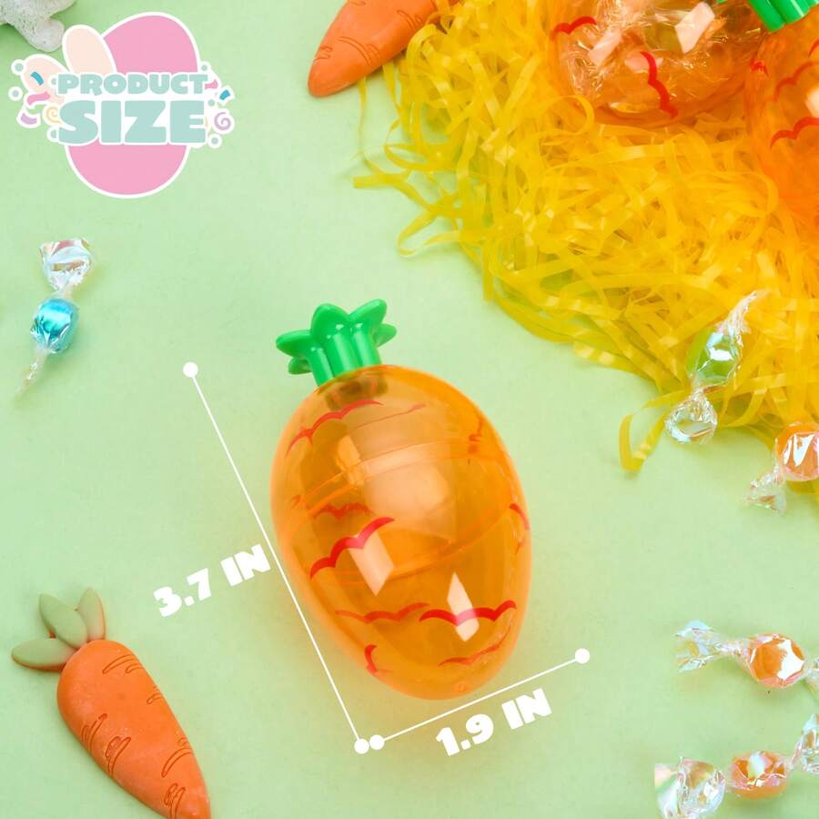 Syncfun 12 Pcs Carrot Shaped Easter Eggs, 3.7" Plastic Empty Eggs