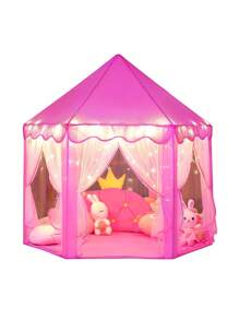 Castillo Carpa Princesa Fácil De Armar Casa De Campaña Tienda Para Utilizar Al Aire Libre o Dentro Del Hogar Con Luces Incluidas - Rosa - Ver 4