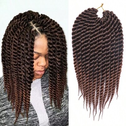 Trenzas De Ganchillo De 12 Pulgadas, Trenzas De Twist De La Habana Con 12 Raíces Y Cabello Sintético Trenzado Grueso Para Extensiones De Cabello Trenzado Africano, Marrón Ombre