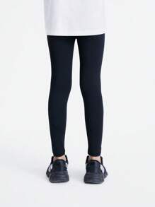 Annil Tween Girl Spring Wear Elastic Casual 9-Point Bottom Yoga Pants - Black - View 2