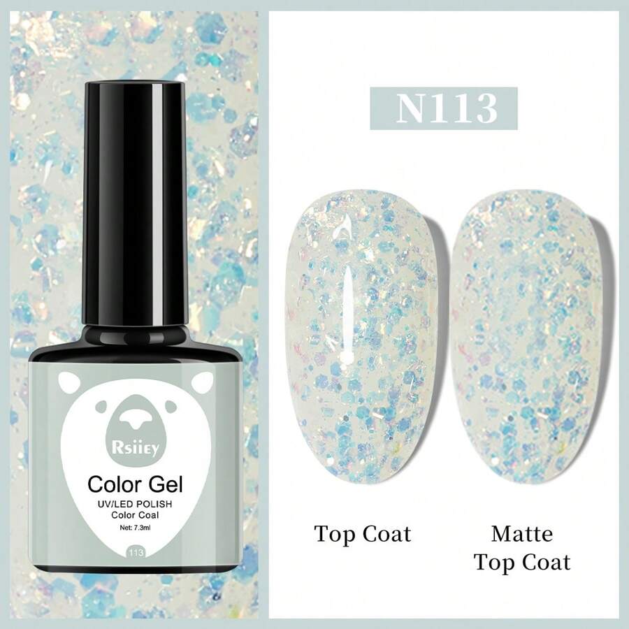 XEIJAYI 1 Bottle Gel Nail Polish, Popular Series Gel Manicure, 141 Vibrant Colors, Suitable For All Seasons - UV/LED Removable Semi-Permanent Nail Polish, Suitable For DIY Nail Art Design, Gift For Women - 淺藍色 - 查看 1