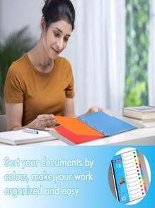 3入組a4文件分隔板,12個部分的文件夾分隔板,多色穿孔拱形分隔頁面,適用於大多數文件,筆記本和活頁夾 - 彩色 - 查看 4