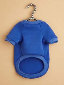 1pc New Autumn/Winter Pet Clothing, Multiple Styles Available, Fashion Classic Solid Color Warm Sweatshirt For Chihuahua, Schnauzer, Bichon - Royal Blue - View 4