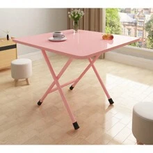 Mesa Plegable Rosa Claro Para Comedor, Dormitorio, Dormitorio Universitario, Estudio, Hogar Y Exteriores - Rosa Pálido - Ver 1