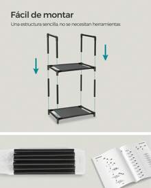 SONGMICS Zapatero de 10 Niveles, Organizador Zapatos, Zapatero Abierto Estrecho, 33 x 33 x 173 cm, Estantes de Tela no Tejida, Marco de Metal, para Dormitorio, Passillo, Negro LSR110B02 - Negro - Ver 5