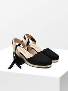 Women's Closed Toe Lace Up Espadrilles Fashion Straps Sandals  Vocation Beach Dressy Summer Platform Wedge Sandals Shoes - 黑色 - 查看 3