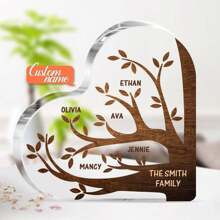 1入組最好的家庭樹禮物,每個家庭成員都會喜歡,家庭是你心中最大的祝福 - 心型壓克力牌,個人化禮物,適合贈送給父母、朋友和情人,適用於生日、情人節、母親節、紀念禮物,客製化心型厚壓克力裝飾品 10x10x1.2cm - 6個名字 - 查看 4