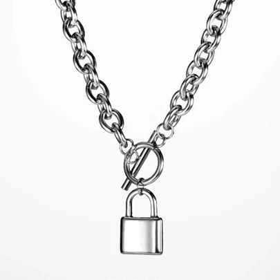 1 szt Tytanowa stal Naszyjniki Z zamkiem Wisiorek , Styl Vintage , Unisex , Odpowiedni Dla Pary Noszenie