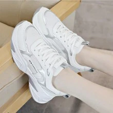 女性透氣網眼粗底運動鞋,防滑舒適,日常穿著或運動最合適 - 灰色 - 查看 4