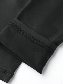 Annil Tween Girl Spring Wear Elastic Casual 9-Point Bottom Yoga Pants - Black - View 5
