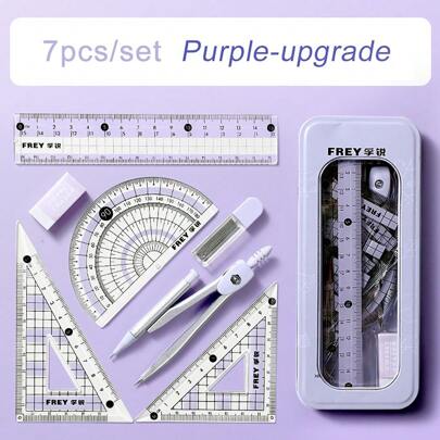 1 Set Ruler & Compass Set With Protractor For Teaching And Student Supply Back To School