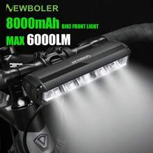 Newboler前照車燈2600流明騎行燈8000mah防水手電筒usb可充電mtb公路自行車燈 - 黑色 - 查看 1