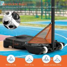 Basketball Stand, Basketball System Height Adjustable 154 To 210 Cm, Portable Basket System, Basketball Hoop With Stand - Black - View 3