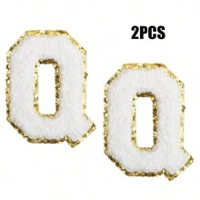 2pcs Ladies Golden Edge 4 Colors English Letters Hot Melt Glue Ironing Wool Embroidery Patches Decorate Bags And Clothes