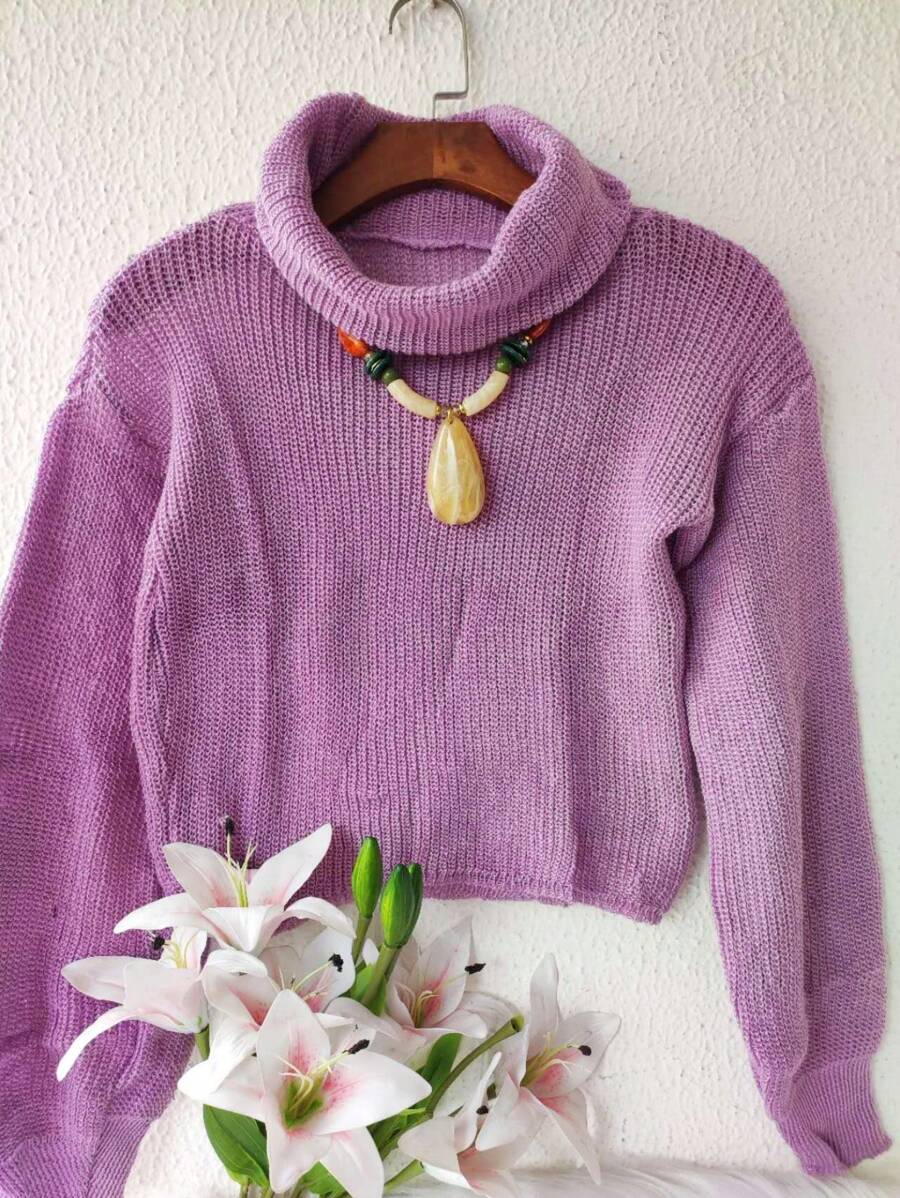 Women Sweaters - 淡紫色 - 查看 1