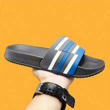 Nam Hợp thời Giày lười Dép đi trong nhà Mùa hè Không trượt Dép đi biển - Xám - Xem 1