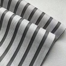 1 Roll Self-Adhesive Pvc Material Wallpaper, New Chinese Style, Black & Grey Alternating Stripes Design, Transforming Comfortable Environment, Moisture-Proof, Mildew-Proof, Suitable For Living Room, Bedroom, Entrance Hall, Tea Room, Reception Desk, Conference Room, And Other Places - Grey - View 9