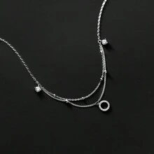 1 件简约奢华几何圆环装饰水钻脚链，适合情人节和日常佩戴