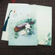 復古墨畫＆風線裝筆記本,a5復古風日記禮物套裝,隨機圖案 - 彩色 - 查看 11